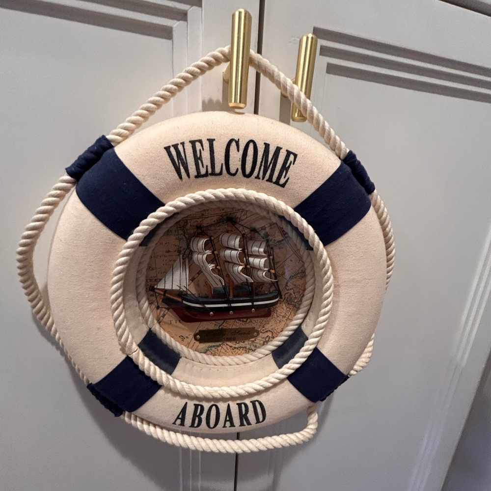 Nautical Welcome Aboard Life Ring Decor